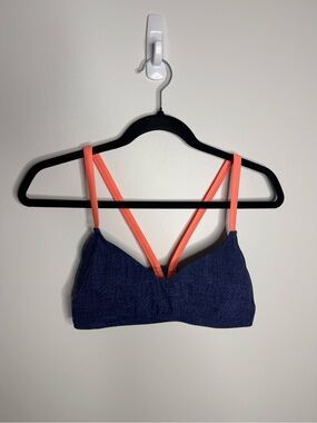 l*space Navy Bikini Top with Coral Straps size large